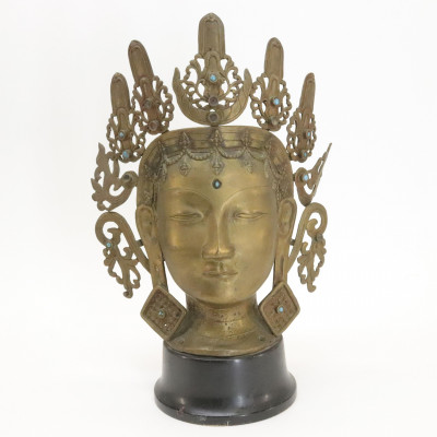 Large Bronze Tibetan Manjushri Head
