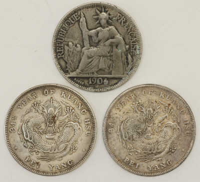 Three Antique Chinese Silver Coins