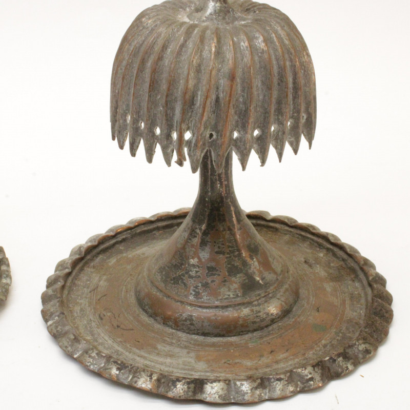 Pair of Silver Clad Middle Eastern Candle Holders