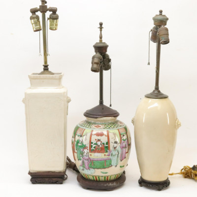 Image for Lot Three Chinese Vases as Lamps