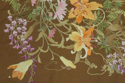 19th C Japanese Embroidered Silk Throw
