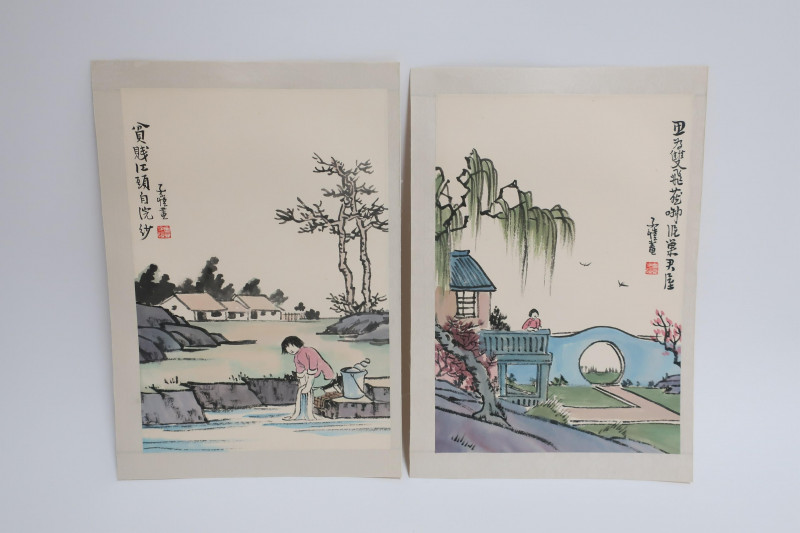 Attr Feng Zikai Five Ink Paintings