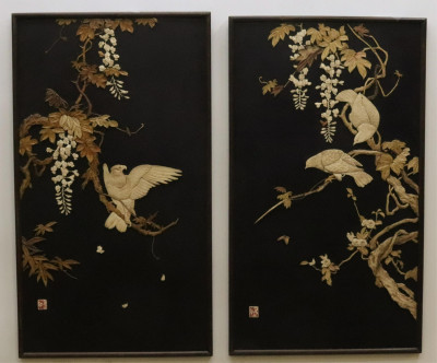 Pair of Japanese Shibayama Panels