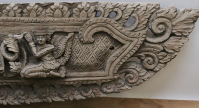 Southeast Asian Deeply Carved Long Wood Panel