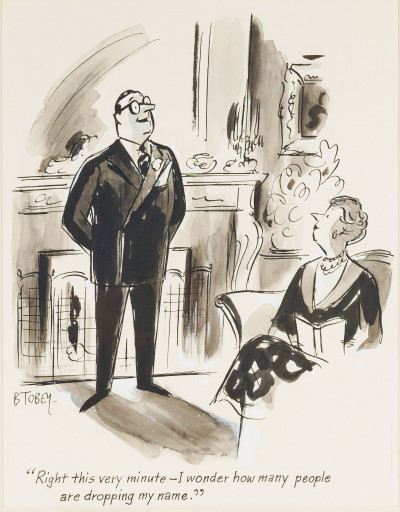 Image for Lot Barney Tobey - Untitled New Yorker Illustration 'Name Dropping'