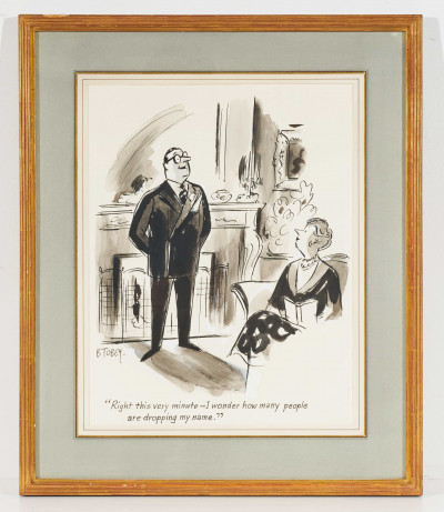 Barney Tobey - Untitled New Yorker Illustration 'Name Dropping'