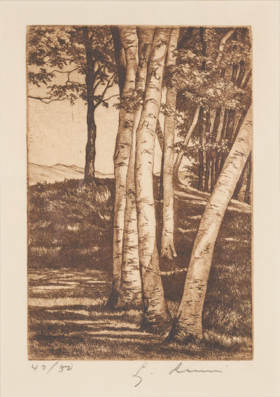 Image for Lot Luigi Lucioni - Untitled (Birch tree)
