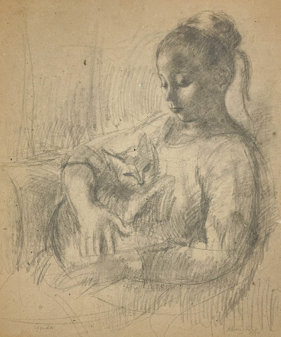 Image for Lot Clara Klinghoffer - Study for Gerda and her Cat