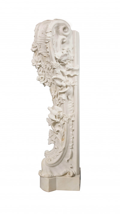 Lodovico Bertoni Workshop - Late Baroque Style Hand Carved Marble Mantel