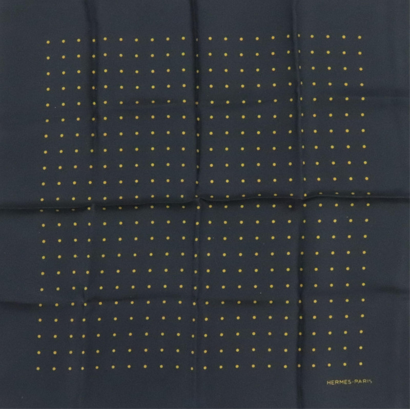Hermes Silk Pocketsquare Large Yellow Dots