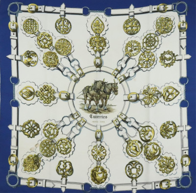 Image for Lot Hermes Silk Scarf Cuiveeries
