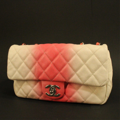 Chanel Pink and White Ombre Small Classic Flap Bag