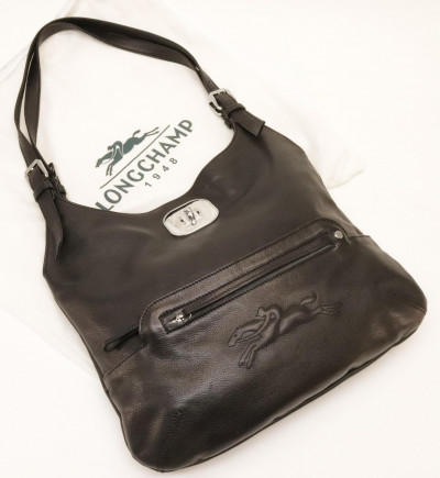 Image for Lot Longchamp Black Leather Gatsby Bag