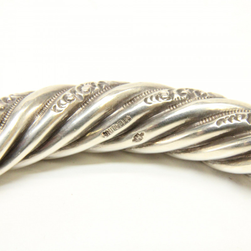 Group of Art Nouveau Sterling Silver Bangles
