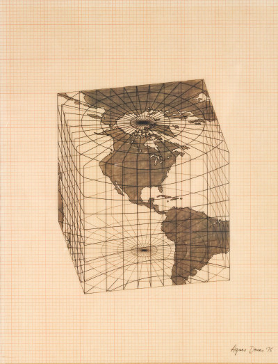 Image for Lot Agnes Denes - Study of Distortions; Isometric Systems in Isotropic Space-Map Projections: The Cube