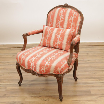 Image for Lot Louis XV Beechwood Fauteuil Mid 18th C