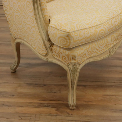 Louis XV Style White Painted Bergere Fortuny