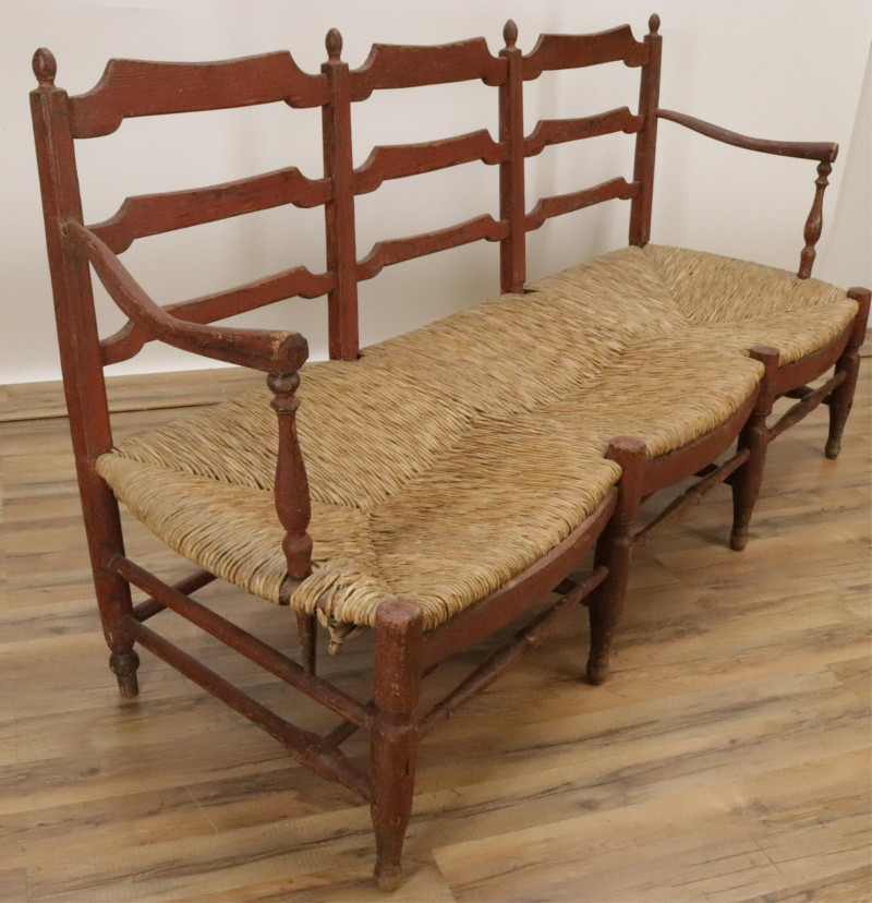 Continental Triple Chairback Settee 19th C