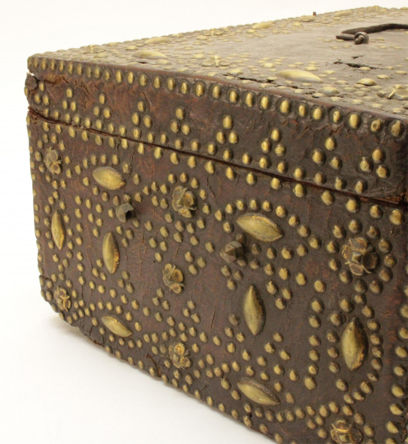Spanish Baroque Style Studded Leather Trunk 19 C