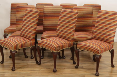 10 Queen Anne Style Mahogany Dining Chairs