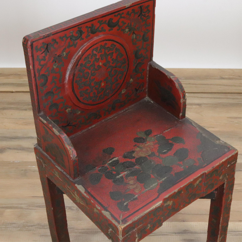 Chinese Cormandel Scarlet Lacquer Chair