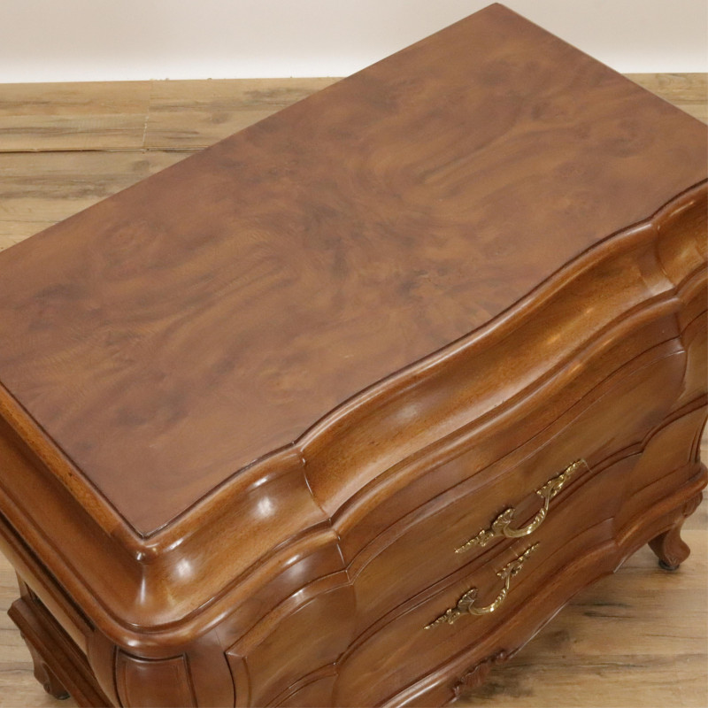 Karges Mahogany and Burl Wood Bombe Chest