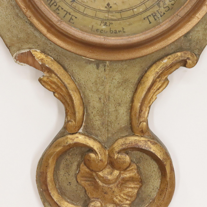Louis XV Style Gilt Green Painted Barometer
