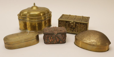 5 Brass Copper Boxes