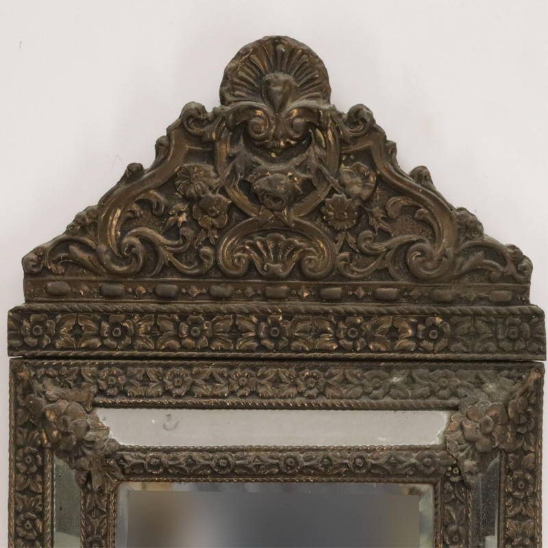 Spanish Baroque Style Repousse Brass Mirror