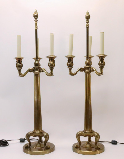 Image for Lot Pair of Chapman Lighting Brass Table Lamps