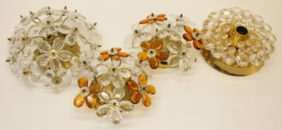 Image for Lot Pair 70's Amber Clear Glass Sconces 2