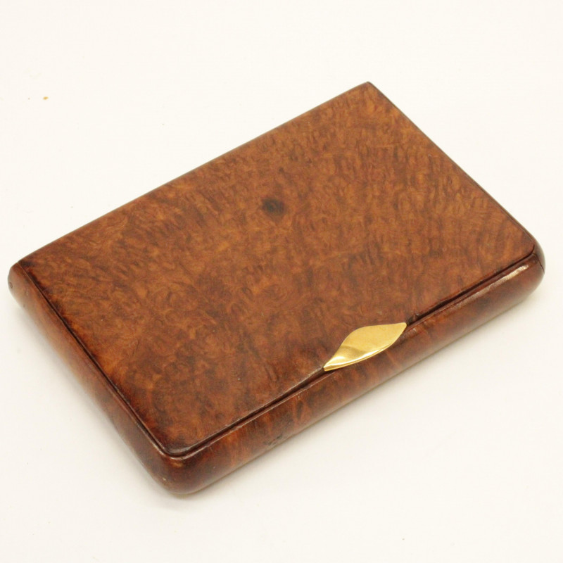 French Art Deco Burl Wood and 18k Compact