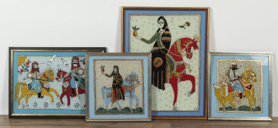 Image for Lot 4 Medieval Style Eglomise Equestrian Paintings
