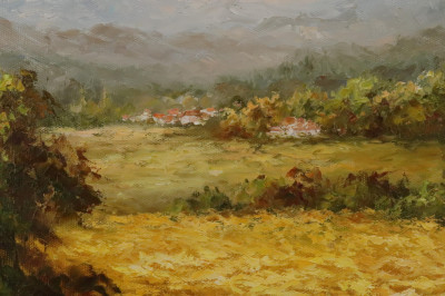 Italian Landscape 20th C print on canvas