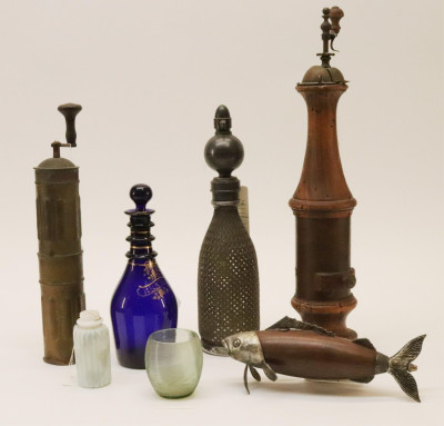 Image for Lot 3 Pepper Grinders Soda Bottle 3 Glass Objects