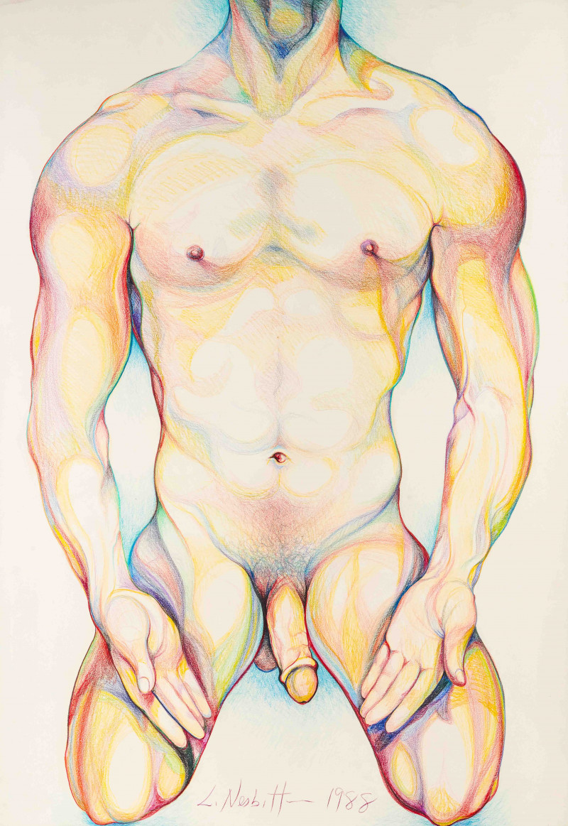 Lowell Nesbitt - Polychrome Male Nude (Palms Upturned)