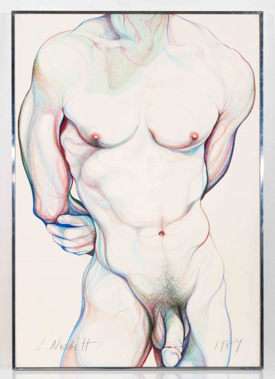 Lowell Nesbitt - Polychrome Male Nude (Elbows Clasped)