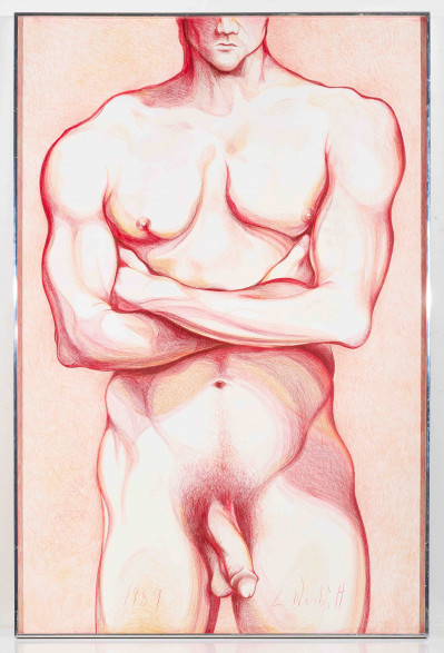 Lowell Nesbitt - Male Nude Torso in Reds