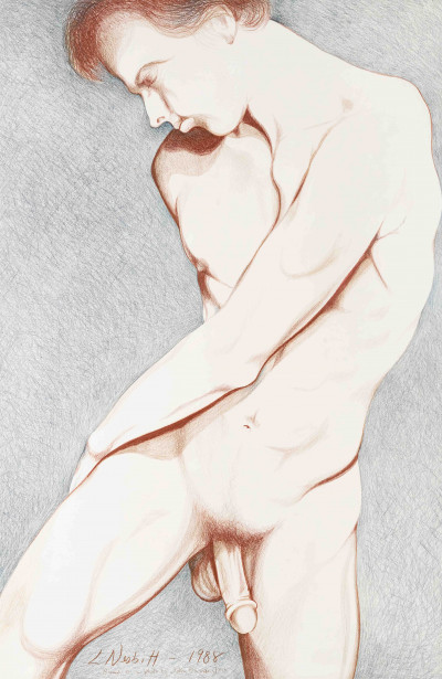 Image for Lot Lowell Nesbitt - Untitled Male Nude (Study from John Barrington Photograph)