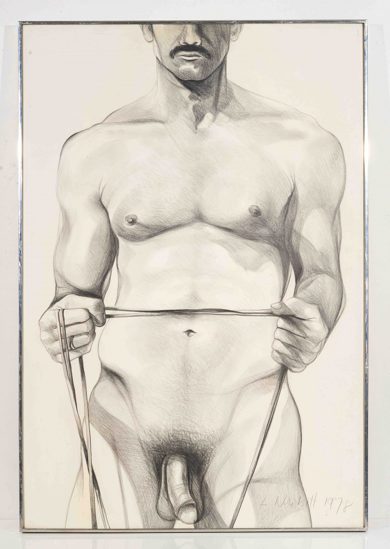 Lowell Nesbitt - Untitled (Nude Male with Rope)