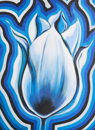 Image for Lot Lowell Nesbitt - Electric Tulip in Blue, Purple, White, and Black