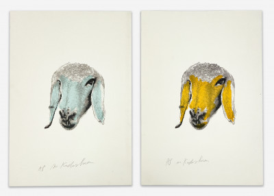 Image for Lot Menashe Kadishman - Pair of Artist Proofs for 'Sheep's Head'