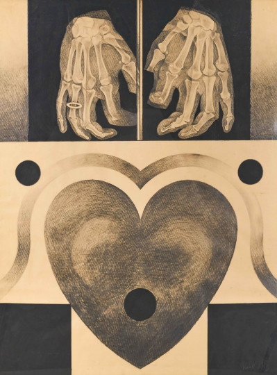 Lowell Nesbitt - Untitled (X-Ray Hands and Heart)