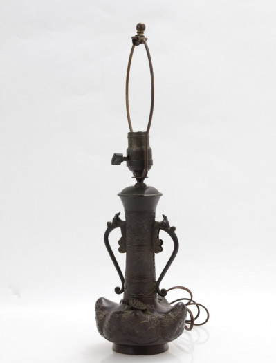 Image for Lot Japanese Bronze Vase Form as Lamp
