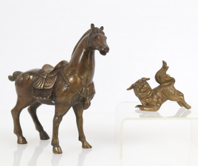 Image for Lot Two Small Bronze Animal Figures 20th C
