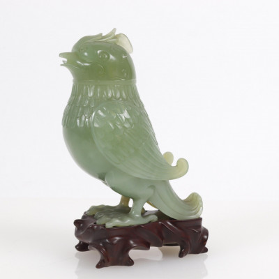 Image for Lot Chinese Archaistic Style Jade Bird as Jar 20th C