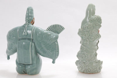 Two Japanese Celadon Figures 20th C