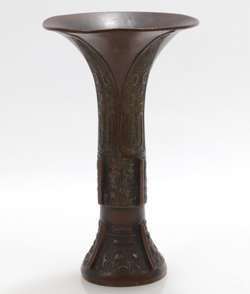Qing Dynasty Bronze Gu Vessel 19th C