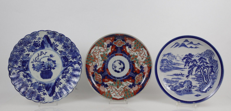 Three Large Japanese Porcelain Platters 20th C
