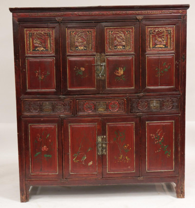 Image for Lot Asian Wood Carved Gilt Lacquered Cabinet